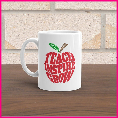 Teacher Mugs.... Teach, Grow, Inspire Apple