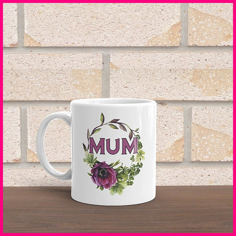 Mum Floral Wreath .. Coffee Mug