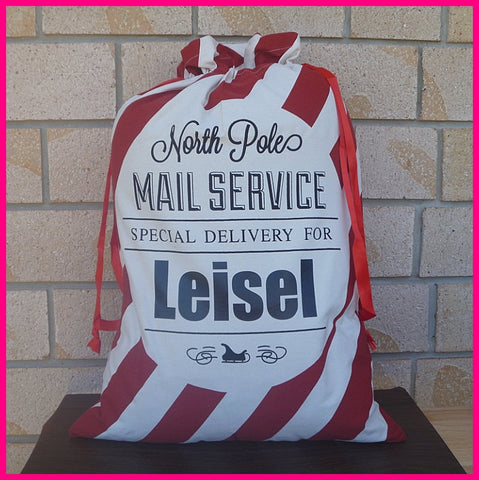 Personalised Santa Sacks - Red and White Stripped